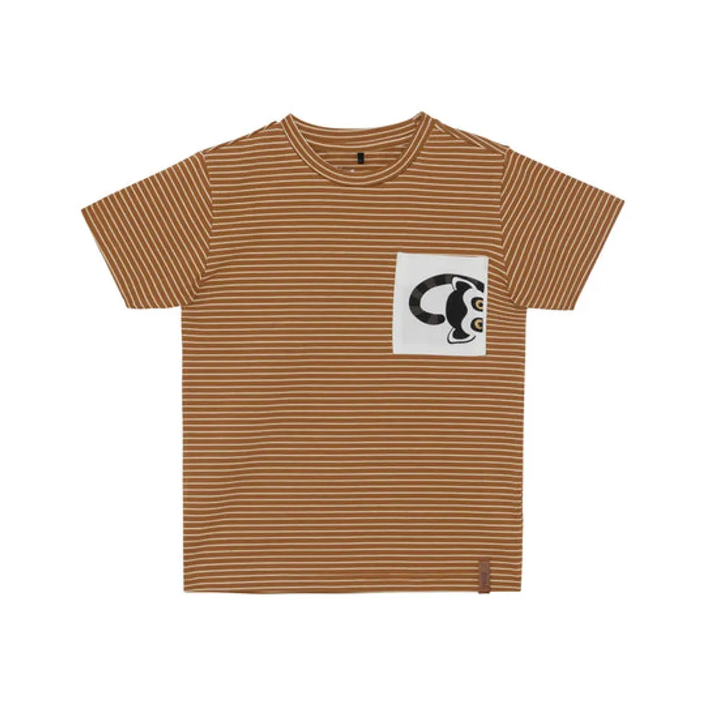 Jersey Top With Print Stripe Brown