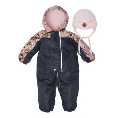 Baby Spring Suit With Hat, Grey and Pink Vintage Flowers