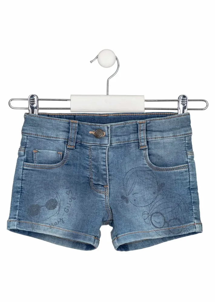 Denim Short Hey Guys Be You Print, Child