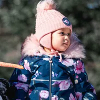 Printed Roses One Piece Baby Snowsuit Navy