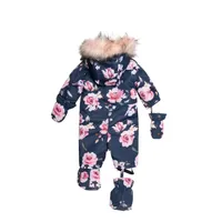 Printed Roses One Piece Baby Snowsuit Navy