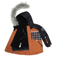 Checked Print Two Piece Snowsuit Brown And Black