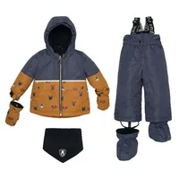 Printed Little Dogs Two Piece Snowsuit Grey And Yellow