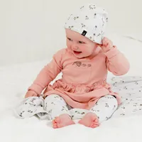 Organic Cotton Hat And Bib Set Printed Small Flowers