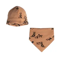 Organic Cotton Hat And Bib Set Printed Dogs