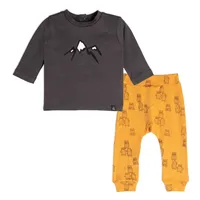 Organic Cotton Teddy Bear Print Top And Pant Set