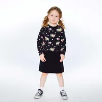 Unicorn Printed Raglan Long Sleeve Dress Black