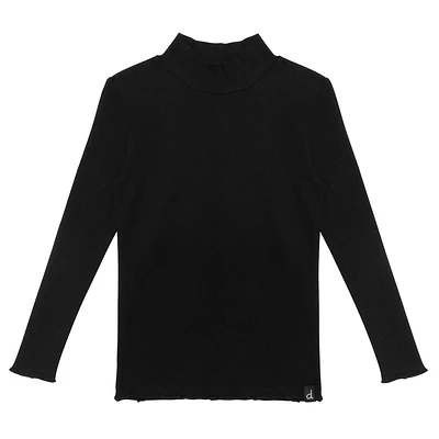 Long Sleeve Mock Neck Rib Top Black