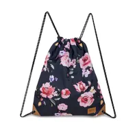 Drawstring Bag With Printed Roses