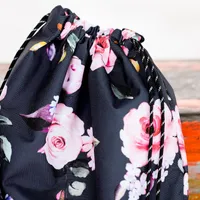 Drawstring Bag With Printed Roses