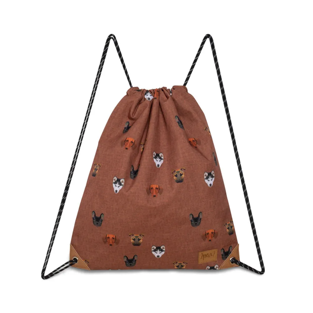 Drawstring Bag With Printed Dogs