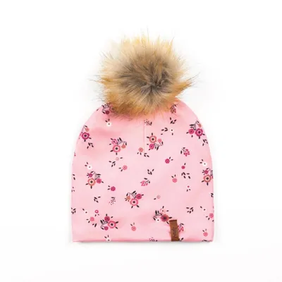 Jersey Hat With Printed Flowers Light Pink