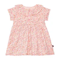 Organic Cotton Printed Dress Set Pink Little Flowers