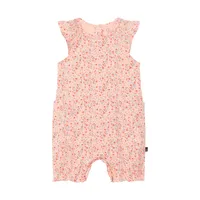 Organic Cotton Printed Romper Pink Little Flowers