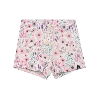 Printed Short With Pocket Pink Watercolor Flowers