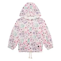 Printed Long Sleeve Hooded Sweatshirt Pink Watercolor Flowers