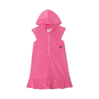 Hooded Beach Terry Cloth Dress Pink