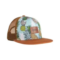 Printed Cap Brown & Turquoise Pineapples