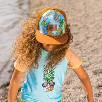 Printed Cap Brown & Turquoise Pineapples