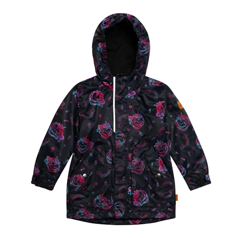 Printed Parka Black Gradient Unicorns