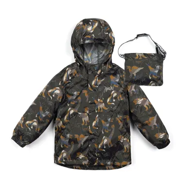 Printed Packable Windbreaker Khaki Dinosaurs