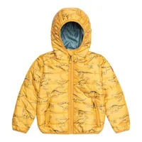 Printed Spring Puffer Jacket Yellow Dinosaurs