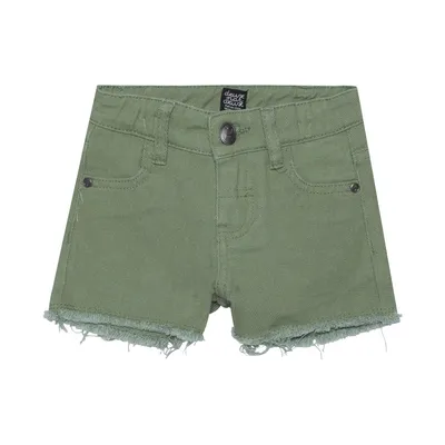 Colored Denim Short With Fringe, Khaki