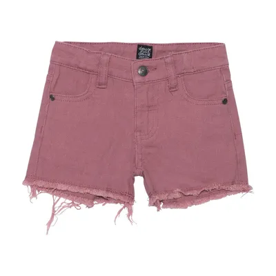 Colored Denim Short With Fringe Dusty Mauve