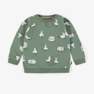 GREEN PATTERNED CREWNECK SWEATSHIRT, BABY