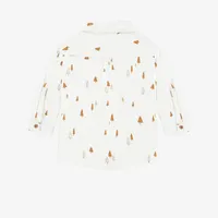 WHITE PATTERNED SHIRT PEACH EFFECT POPLIN, BABY