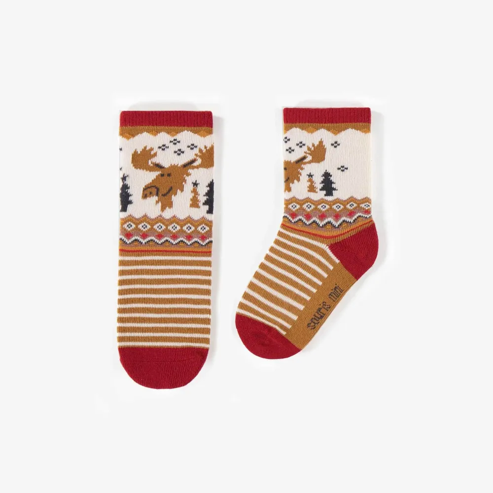 FESTIVE MOOSE SOCKS, BABY