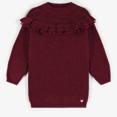 BURGUNDY KNITTED TUNIC DRESS, CHILD