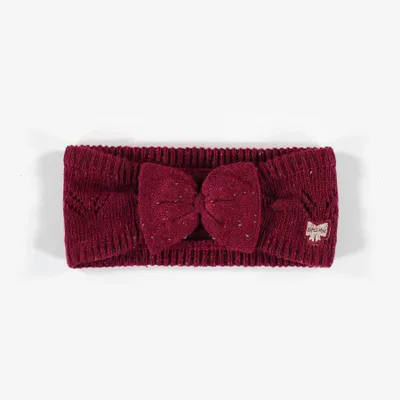 BURGUNDY KNITTED HEADBAND WITH BOW, CHILD