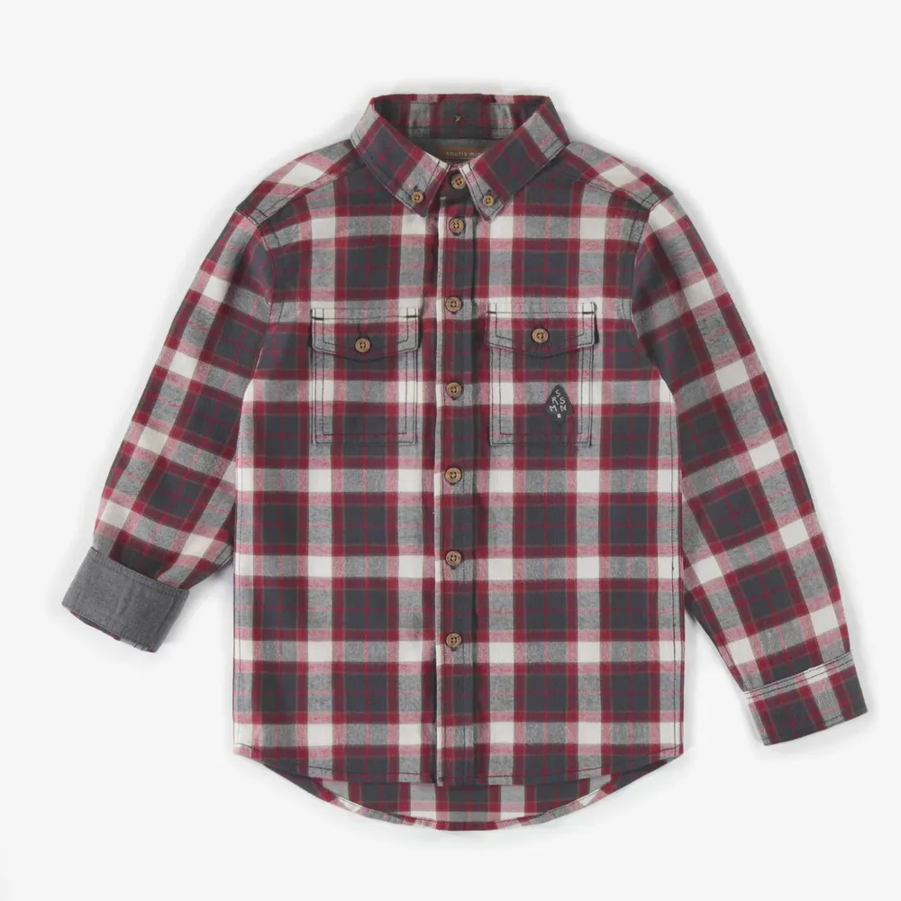 RED CHECKERED SHIRT BRUSHED FLANNEL, CHILD