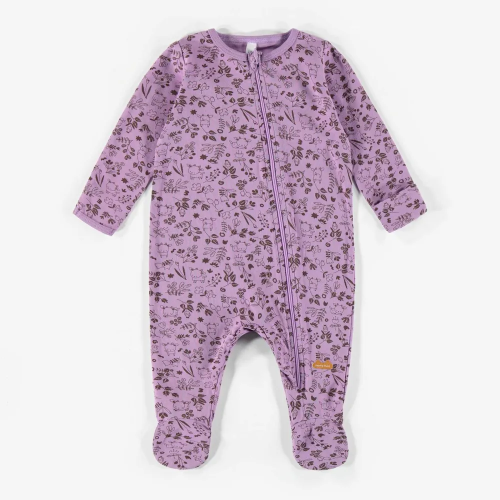 VIOLET PATTERNED PAJAMAS, NEWBORN GIRL