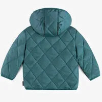 TURQUOISE QUILTED PUFFER COAT, BABY