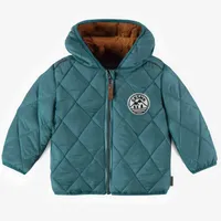 TURQUOISE QUILTED PUFFER COAT, BABY