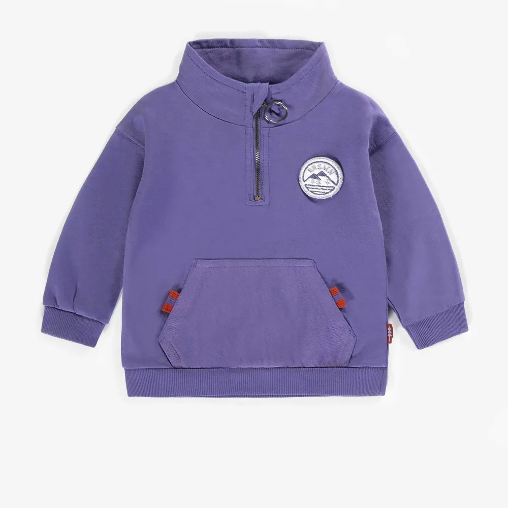 PURPLE QUARTER ZIP SWEATSHIRT, BABY