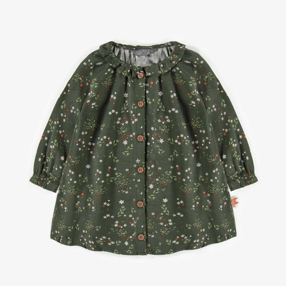 GREEN FLORAL DRESS VISCOSE, BABY