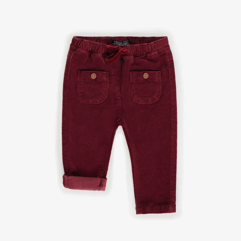 BURGUNDY LOOSE FIT PANTS CORDUROY, BABY