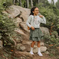 FLORAL GREEN SKIRT WITH RUFFLES VISCOSE, CHILD