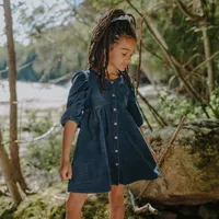 CORDUROY DRESS WITH DENIM WASH, CHILD