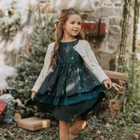 DARK GREEN TAFFETA DRESS, CHILD