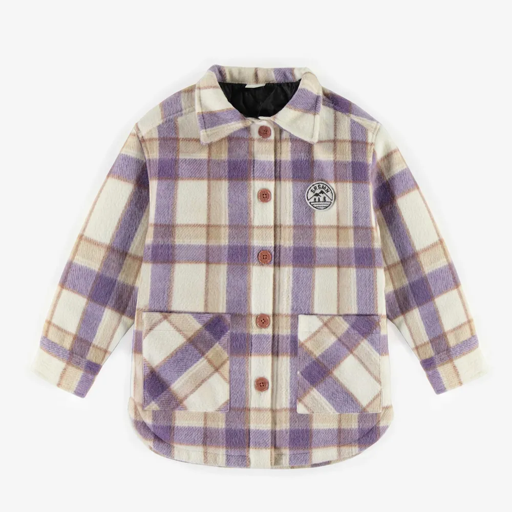 WOOL SHIRT STYLE PLAID COAT, CHILD