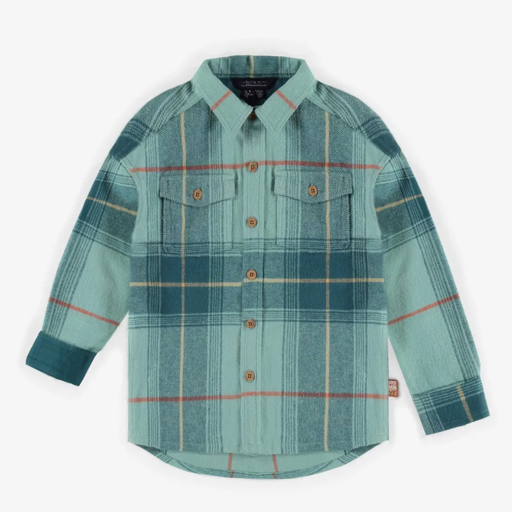 AQUA FLANNEL PLAID SHIRT, CHILD