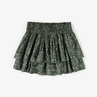 FLORAL GREEN SKIRT WITH RUFFLES VISCOSE, CHILD