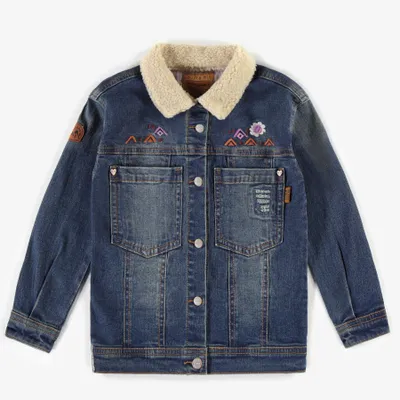 STRETCHY DENIM JACKET WITH EMBROIDERY GIRL, CHILD