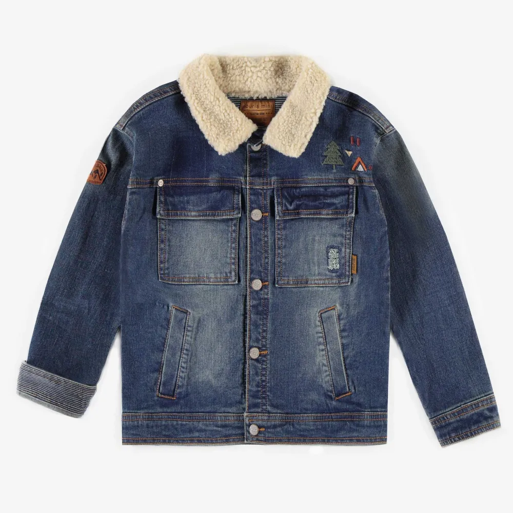 STRETCHY DENIM JACKET WITH EMBROIDERY BOY, CHILD