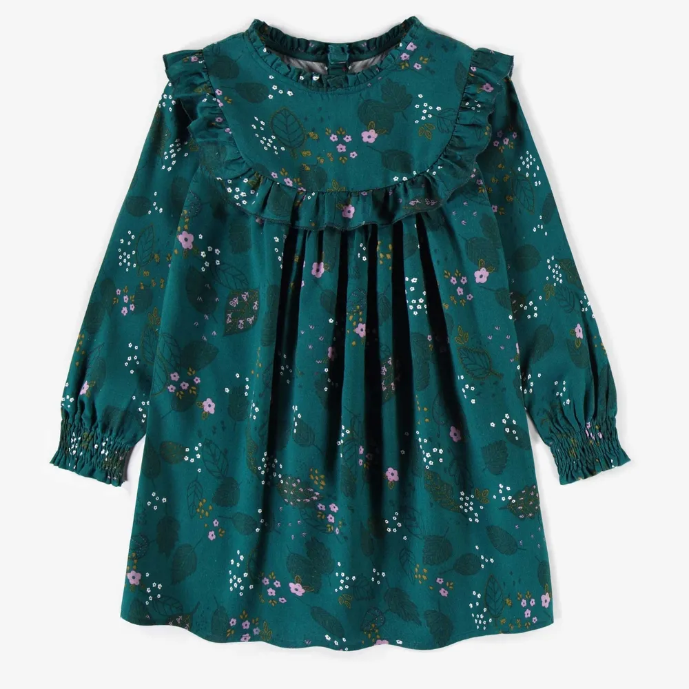 GREEN DRESS WITH FLOWERS VISCOSE, CHILD