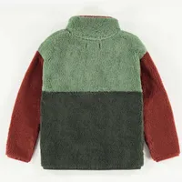 COLOR BLOCK PLUSH SWEATSHIRT WITH STAND-UP COLLAR